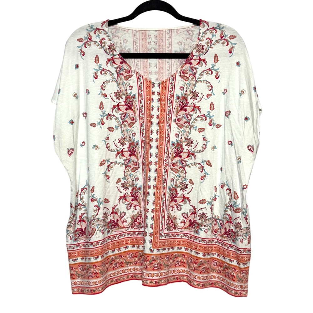 Talbots Boho Coastal Romantic Kimono Sleeve Top Women Sz 2X Cottagecore Cotton